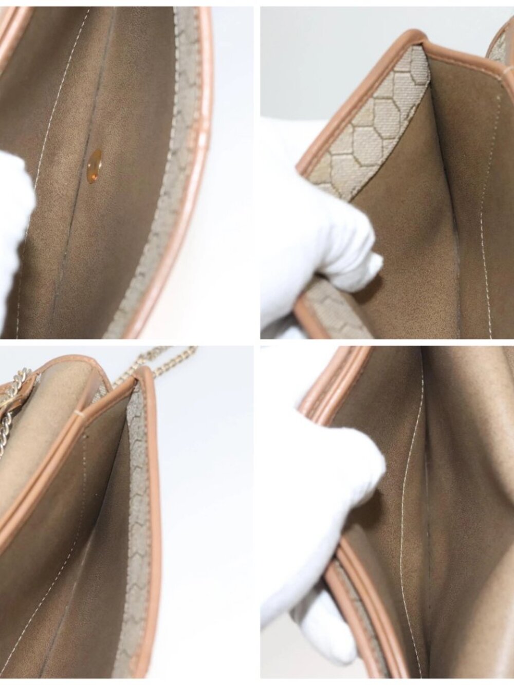 Christian Dior Honeycomb Canvas Chain Shoulder Bag PVC Leather Beige Auth sw505 - Picture 16 of 16